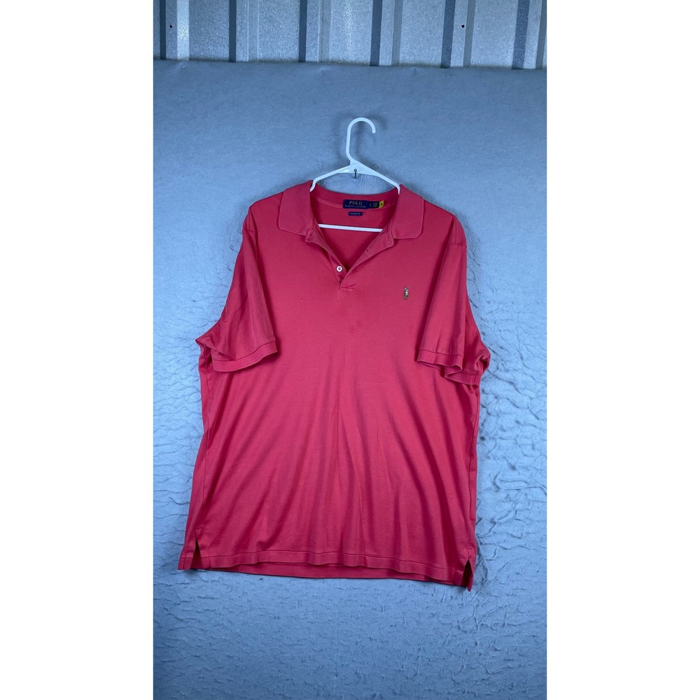 Polo Ralph Lauren Polo Shirt Mens L Coral Pink Good Classic Fit Pony Logo